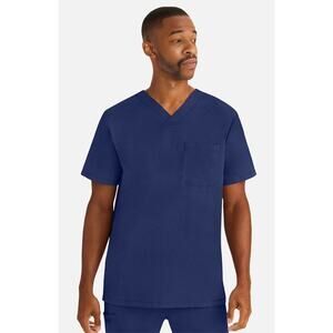 Healing Hands HH Works Size XS Mason V-Neck Solid Scrub Top Navy Blue